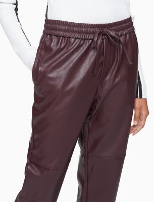calvin klein faux leather pants