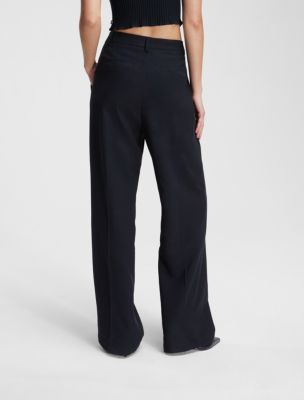 Calvin Klein Womens Twill Cropped Wide Leg Pants 