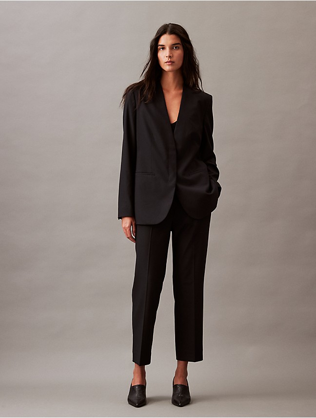 Black flared pants in crepe cotton - Plan C