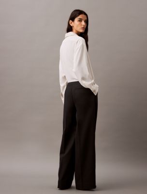 Thumbnail of Crepe Wide Leg Trousers, Black Beauty