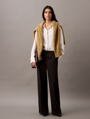 Crepe Wide Leg Trousers, Black Beauty