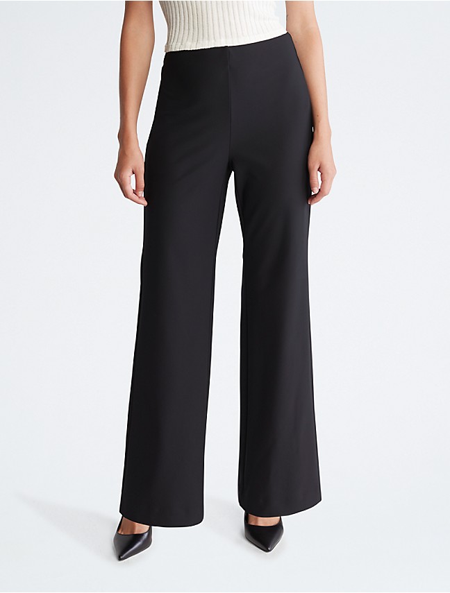 Compact Stretch Crepe Flared Pants