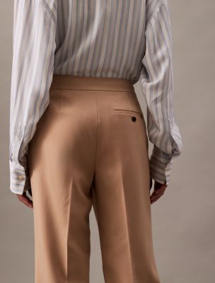 Wool Gabardine Blend Flared Pants