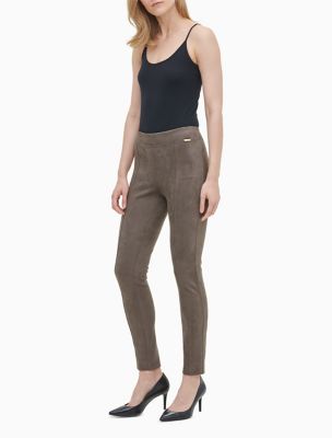 calvin klein faux suede leggings