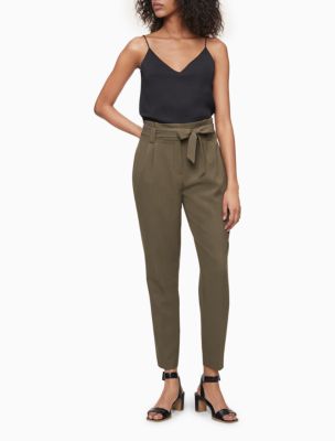 high waisted tie ankle pants