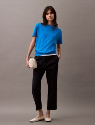 Cotton Stretch Straight Fit Chino Pants, Dark Sapphire