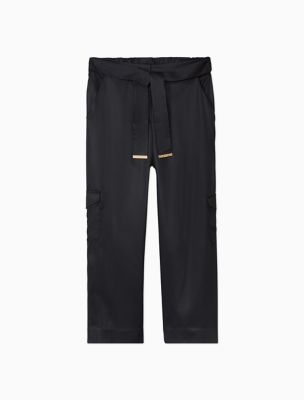 Image of Belted Cargo Wide Leg Cropped Pants