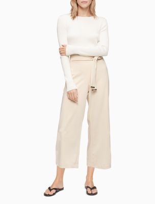 Image of Tie Belt Wide Leg Culottes