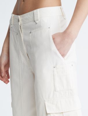 Calvin Klein Performance Poplin Capri Cargo Pants in White