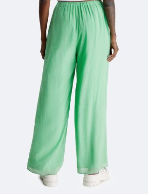 Crinkle High Waist Straight Fit Pants