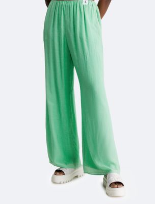 Crinkle High Waist Straight Fit Pants