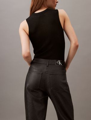 Faux Leather High Rise Straight Leg Pants