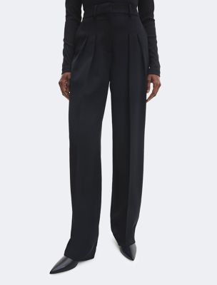 Calvin Klein High Waist Pleated Wide Leg Pant