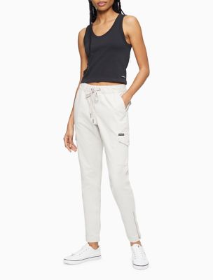 white porcelain cargo pants