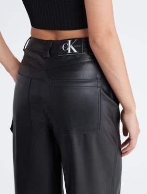 Calvin Klein Faux Leather Front Leggings - Macy's