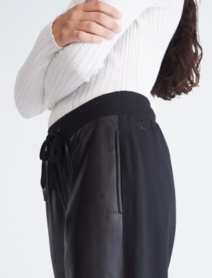 Calvin Klein Faux Leather Stripe Jogger Pants, $89, Calvin Klein