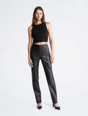 Calvin Klein REAL LEATHER STRETCH LEGGINGS - Leggings - Trousers - black 
