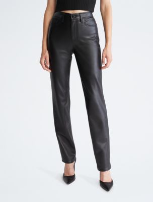 High Rise Faux Leather Trousers Calvin Klein®