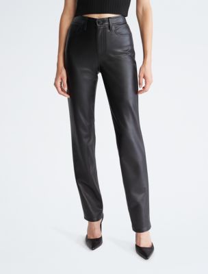 Faux Leather Straight Leg Pants Calvin Klein USA