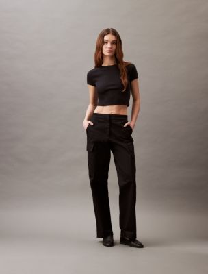 CALVIN KLEIN Womens Velvet Capri Trousers US 12 Large W34 L19 Black