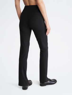 Open Slit Ponte Skinny Pants, Black