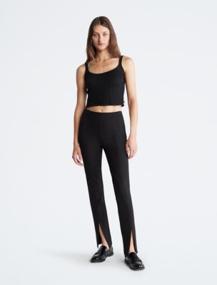 Calvin Klein power stretch Ponte slim leg pull on pants with front