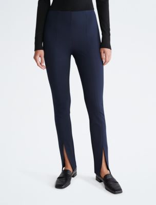 Open Slit Ponte Skinny Pants, Ink