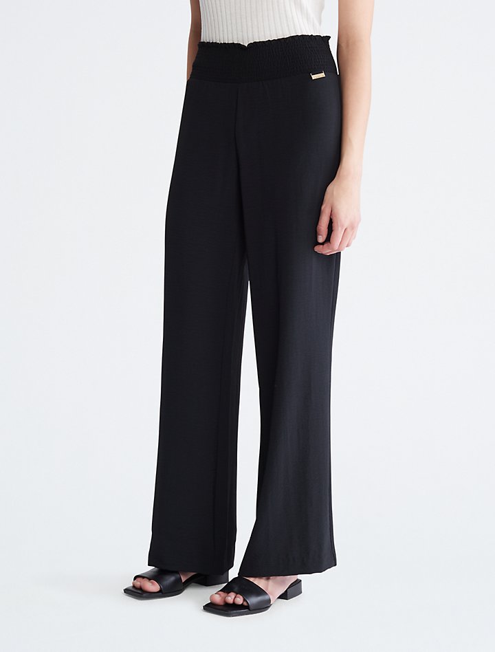 Smocked Waist Wide Leg Pants | Calvin Klein® USA