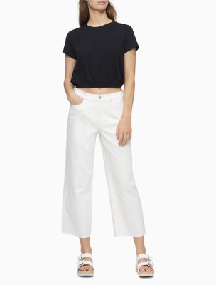 high waisted straight leg cropped jeans