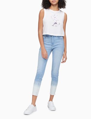 Skinny Fit High Rise Dip-Dye Ankle Jeans, Dip Dye