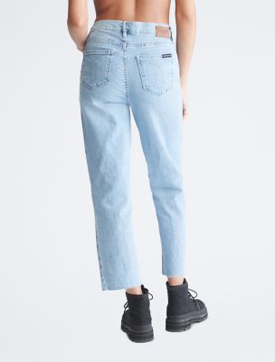 CALVIN KLEIN High Rise Straight Ankle Jeans - Denim Dark