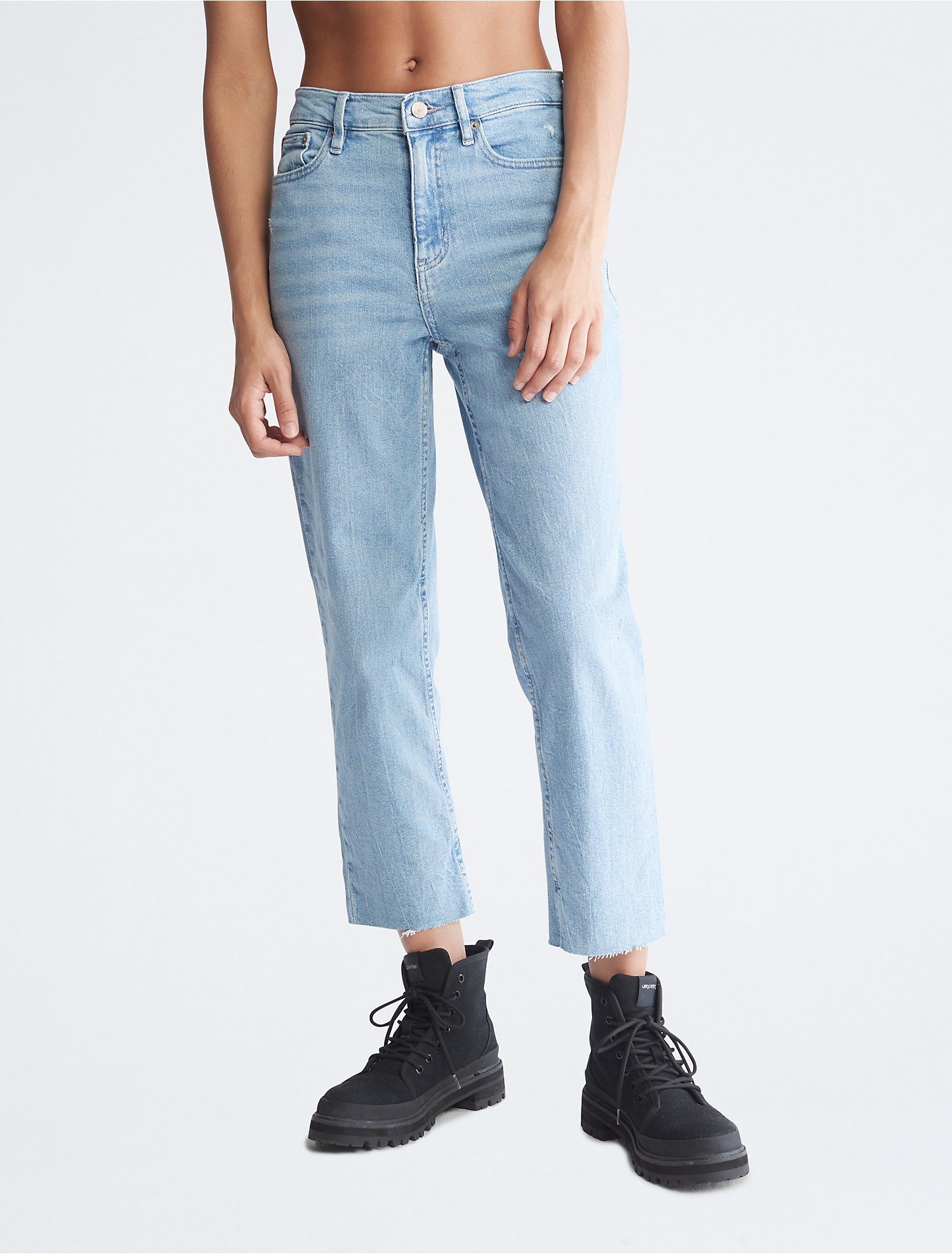 Disse Indsigtsfuld Han Straight Fit High Rise Vintage Blue Ankle Jeans | Calvin Klein® USA
