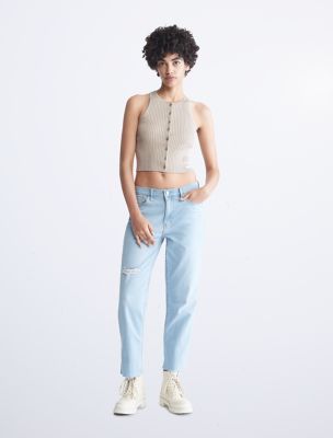 Straight Fit High Rise Vintage Blue Ankle Jeans | Calvin Klein