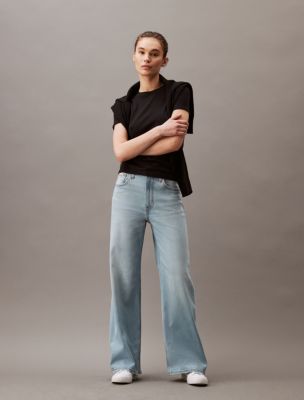Ultra High Rise Wide Leg Fit Jeans, Marbled Beacon