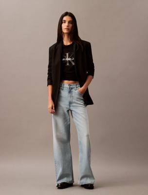 Ultra High Rise Wide Leg Fit Jeans, Marbled Beacon