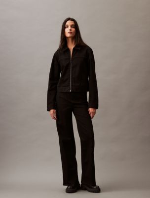Refined Denim Zip Jacket + Ultra High Wide Leg Jeans, 
