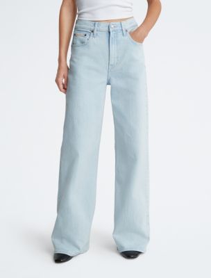 Calvin Klein Women's High Rise Wide Leg Fit Jeans