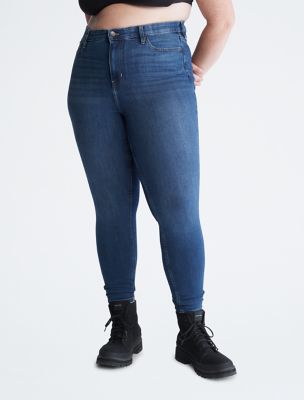 Plus Size Skinny Fit High Rise Repreve® Dark Wash Jeans | Calvin Klein® USA