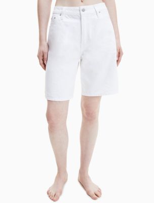 90's Straight Denim Shorts, White
