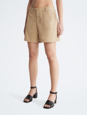 Calvin Klein Performance Womens Sage Green Elastic Waist Drawstring Shorts  1X