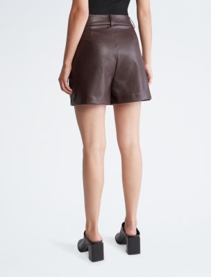 Faux Leather Shorts, Black Coffee