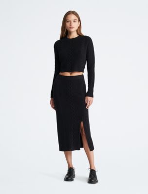 ZARA RIBBED KNIT Skirt With Tie Details & CropTop Co Ord SET. Size