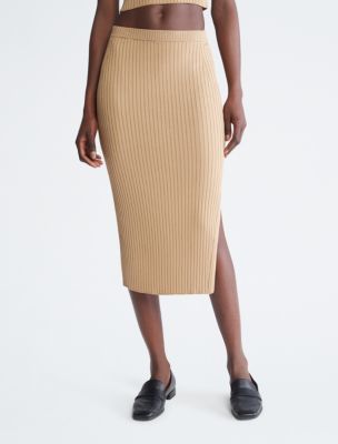 Ribbed Open Hem Skirt + Sweater Tank Top