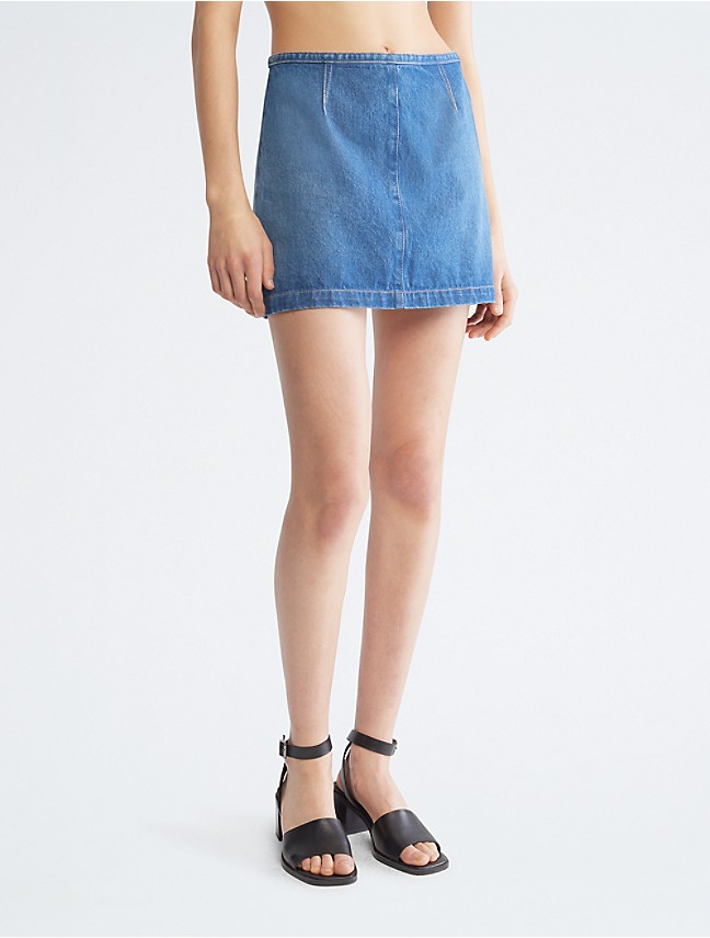 A-Line Micro Klein® Mini Skirt Calvin Denim USA |