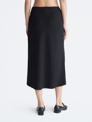 Calvin Klein Womens Ruffled Asymmetric Midi Skirt Black XL