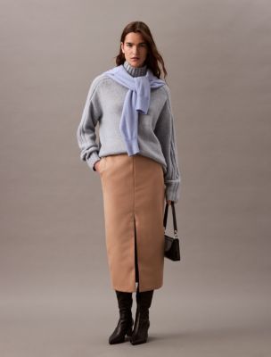 Crepe Midi Pencil Skirt, Amphora