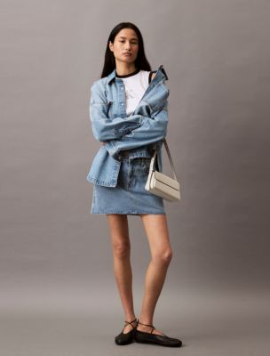 Relaxed Utility Shirt + Denim Mini Skirt, 