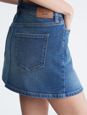 Micro Mini A-Line Denim Klein® USA | Skirt Calvin