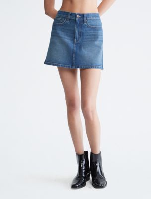 Micro Mini A Line Denim Skirt Calvin Klein