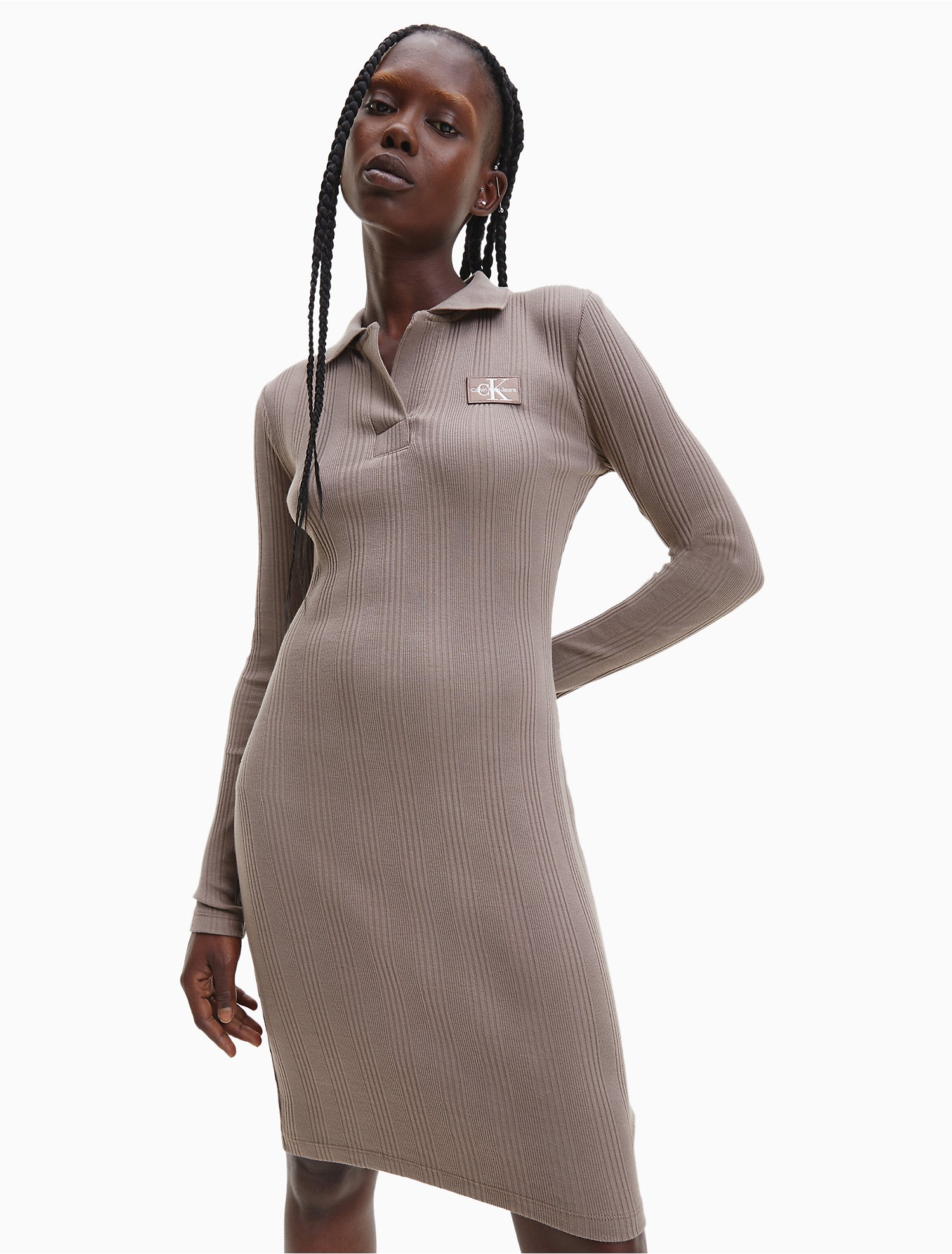 Polo Ribbed Midi Sweater Dress | Calvin Klein® USA